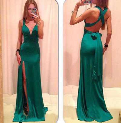 Classy Evening Dresses,V-Neck Evening Dresses,Satin Evening Dresses,Backless Evening Dresses,Long Prom Dresses,PD3900106
