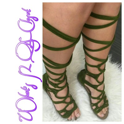 Olive Gladiator Tie Up sandals 