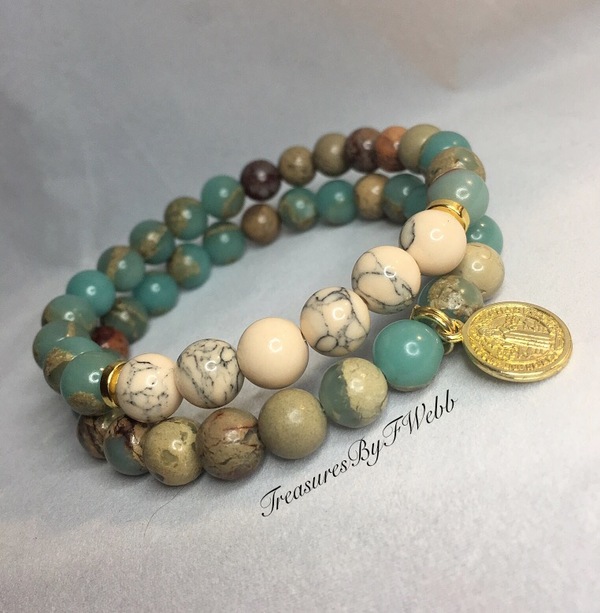 Jasper and Magnesite Bracelet Set 