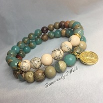 Jasper and Magnesite Bracelet Set 