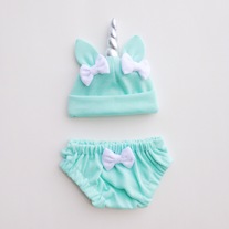 Unicorn Hat & Bloomers Set - Mint
