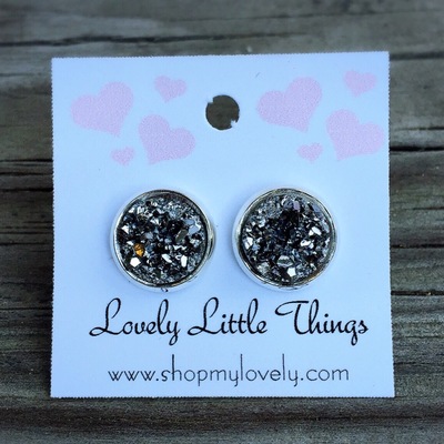 10mm gunmetal studs with silver setting