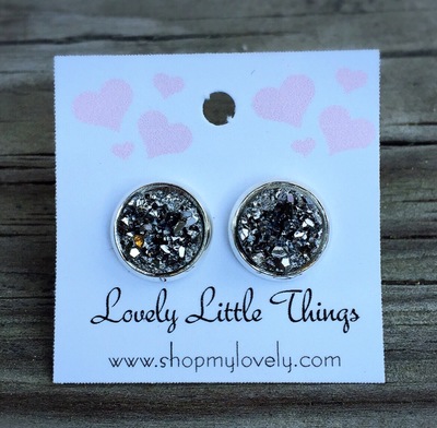 10mm Gunmetal Studs with Silver Setting