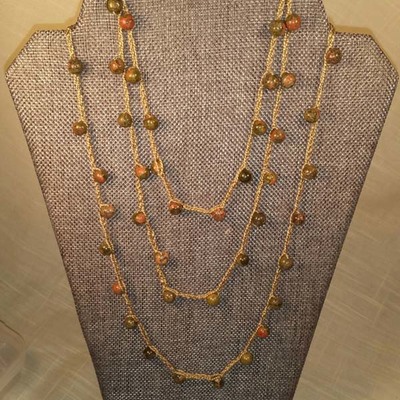 30" unakite & chamois strand