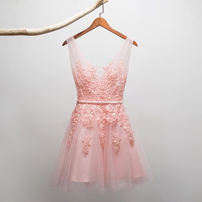  high quality a-line lace short prom dress,homecoming dress,bridesmaid dress - Thumbnail 5