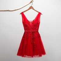  High quality A-line lace short prom dress,homecoming dress,bridesmaid dress - Thumbnail 1