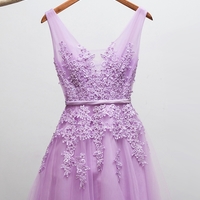  High quality A-line lace short prom dress,homecoming dress,bridesmaid dress - Thumbnail 2