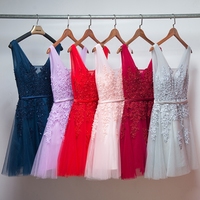  High quality A-line lace short prom dress,homecoming dress,bridesmaid dress - Thumbnail 3