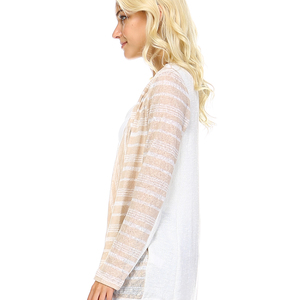 Beige Stripe Cardigan - Thumbnail 1