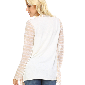 Beige Stripe Cardigan - Thumbnail 2