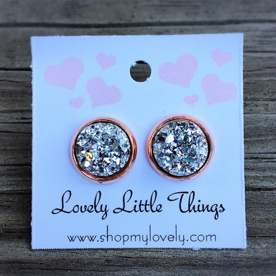 10mm silver studs with copper setting 