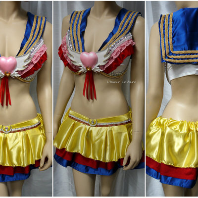 Eternal sailor moon cosplay dance costume rave bra rave wear halloween burlesque show girl