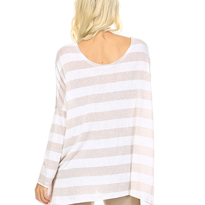 Striped Drape Neck Top - Thumbnail 2