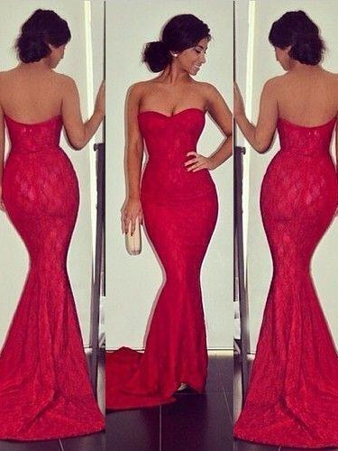 Largos Charming Prom Dresses,Strapless Prom Dresses,Lace Prom Dresses,Mermaid Prom Dresses,Sexy Prom Dresses,PD3900116