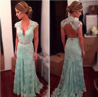 Largos High Quality Prom Dresses,Charming Prom Dresses,V-Neck Prom Dresses,Lace Prom Dresses,Backless Prom Dresses,PD3900118