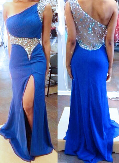 Elegant Prom Dresses,One-Shoulder Prom Dresses,Crystal Prom Dresses,With Slit Prom Dresses,Sexy Prom Dresses,PD3900130