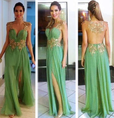 Charming Prom Dresses,Appliques Prom Dresses,A-Line Prom Dresses,V-Neck Prom Dresses,With Slit Prom Dresses,Sexy Prom Dresses,PD3900132