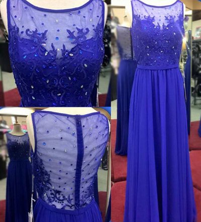 Elegant Long Prom Dresses,A-Line Prom Dresses,O-Neck Prom Dresses,Chiffon Prom Dresses,Appliques Prom Dresses,PD3900155