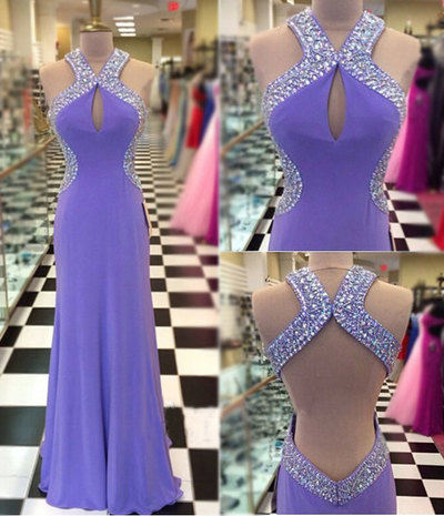 Elegant Long Prom Dresses,A-Line Prom Dresses,Halter Prom Dresses,Sexy Backless Prom Dresses,Beading Prom Dresses,PD3900160