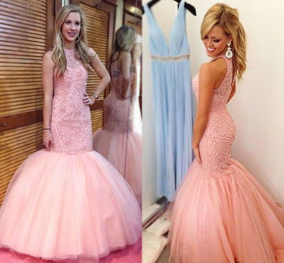 Elegant High Quality Prom Dresses,Mermaid Prom Dresses,Tulle Prom Dresses,O-Neck Prom Dresses,Beading Prom Dresses,PD3900170