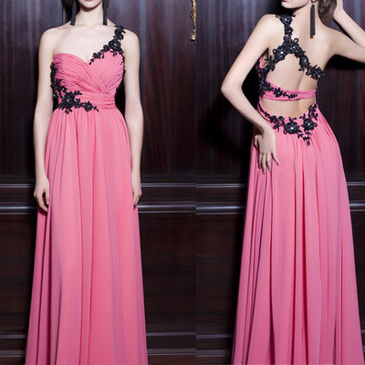 Largos long prom dresses,one-shoulder prom dresses,a-line prom dresses,chiffon prom dresses,appliques prom dresses,pd3900172 - Thumbnail 2