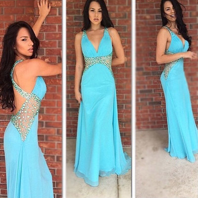 Gorgeous pretty prom dresses,v-neck prom dresses,beading prom dresses,backless prom dresses,sexy long prom dresses,pd3900188 - Thumbnail 4