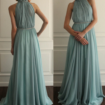 Elegant long prom dresses,a-line prom dresses,high-neck prom dresses,chiffon prom dresses,pleat prom dresses,pd3900217 - Thumbnail 5