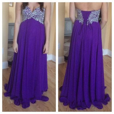Sweetheart charming long prom dresses,a-line prom dresses,chiffon prom dresses,strapless prom dresses,appliques prom dresses,pd3900225 - Thumbnail 3