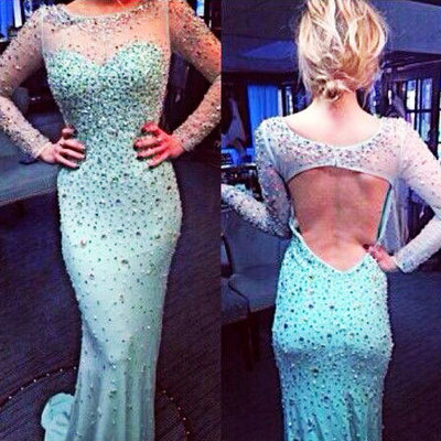 Gorgeous mermaid prom dresses,o-neck prom dresses,beading prom dresses,backless prom dresses,evening dresses,pd3900227 - Thumbnail 3