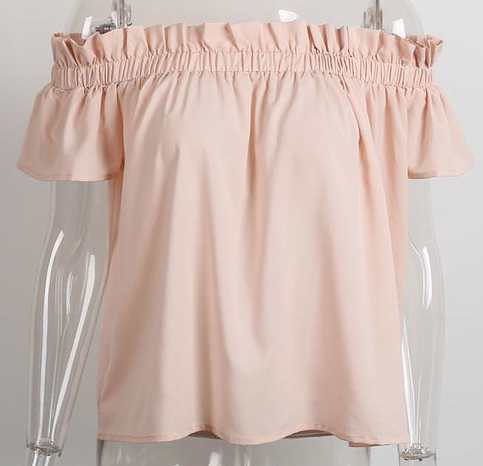 Apricot Off Shoulder Puff Blouse