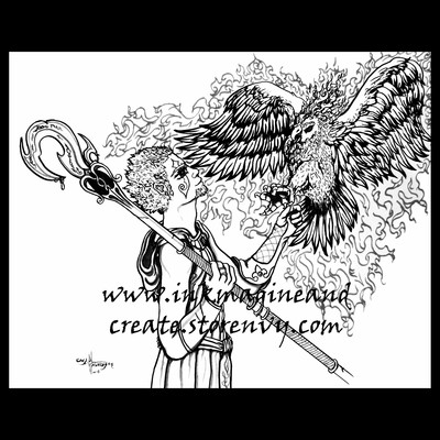 Phoenix mage coloring poster