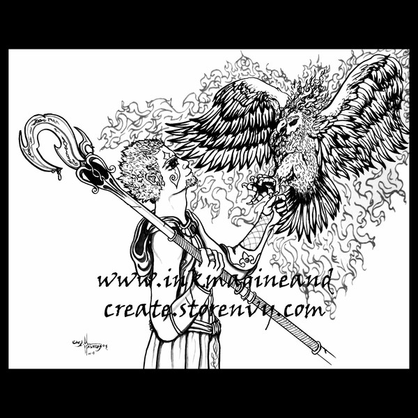 Phoenix Mage Coloring Poster