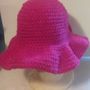Pink Crochet Wide Brimmed Hat -1