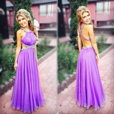 Sweetheart a-line prom dresses,o-neck prom dresses,backless prom dresses,beading prom dresses,chiffon prom dresses,pd3900232 - Thumbnail 3