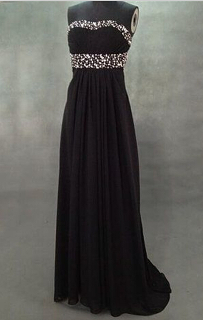 Elegant Black Chiffon Prom Dresses,Open Back Prom Dresses,Floor Length Prom Dresses,Beading Prom Dresses, Evening Dresses,Formal Dresses,PD3900237