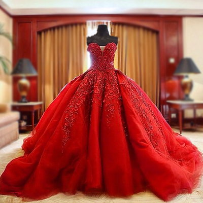 Luxury ball gown wedding dresses,beaded wedding dresses,red wedding dress,embroidery wedding dress,top quality wedding dresses,pd3900246
