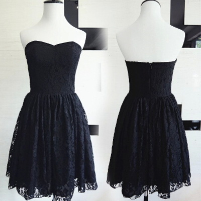 Elegant black party dresses,lace party dresses,knee length homecoming dresses,short prom dresses,pd3900247