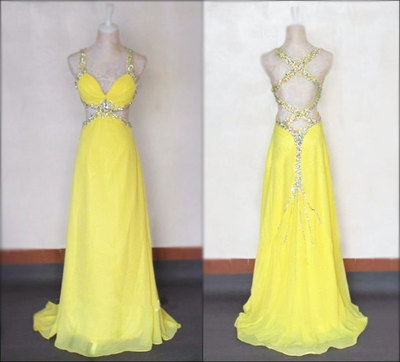 Gorgeous Sexy Crossed Back Prom Dresses,Sequins And Beading Cut Out Straps Chiffon Sweep Train Prom Dresses,Prom Gowns,Evening Dresses,Forma,PD3900256