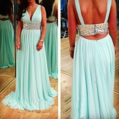 Largos sexy mint green prom dresses,floor length prom dresses,open back prom dresses,chiffon prom dresses,evening dresses,pd3900260 - Thumbnail 3