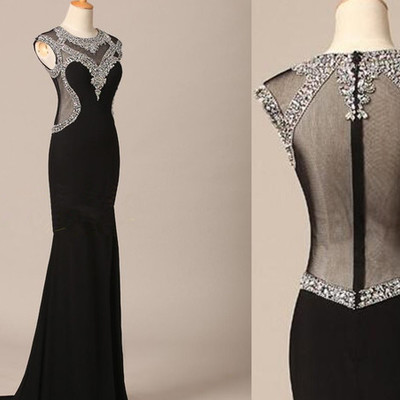 Pretty handmade black and sexy long prom gown with beadings, sexy black evening dresses, black prom gown, formal dresses,pd3900268 - Thumbnail 4