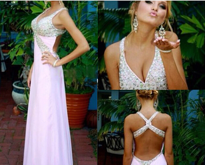 Pretty Long Pink Cross Back Beadings Prom Dresses 2016, Simple Prom Dresses, Long Prom Dresses, Evening Gowns,PD3900269