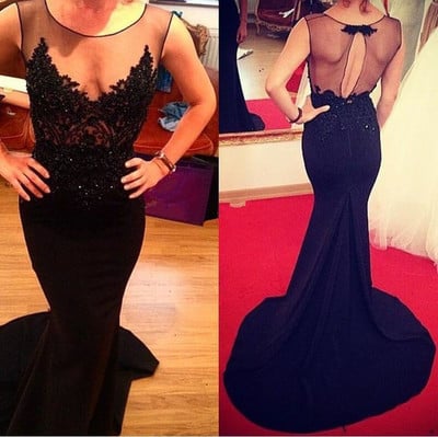 Charming Mermaid Black Prom Gown With Lace Applique, Mermaid Prom Dresses, Prom Dresses 2016, Evening Gowns,PD3900270
