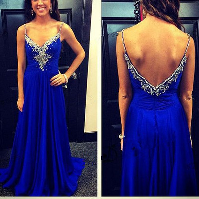 Pretty blue spaghetti straps full floor length prom dress 2016, prom gowns, evening gowns, formal gowns,pd3900275 - Thumbnail 2