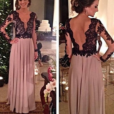 Elegant long sleeves prom dress with lace applique, long sleeve prom dress,sexy evening gowns, formal gowns 2016,pd3900295 - Thumbnail 3