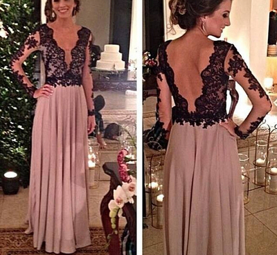 Elegant Long Sleeves Prom Dress With Lace Applique, Long Sleeve Prom Dress,Sexy Evening Gowns, Formal Gowns 2016,PD3900295