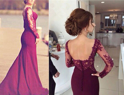 Elegant Burgundy Mermaid Lace Applique Prom Dresses 2016, Mermaid Burgundy Evening Gowns, Formal Gowns 2016,PD3900299