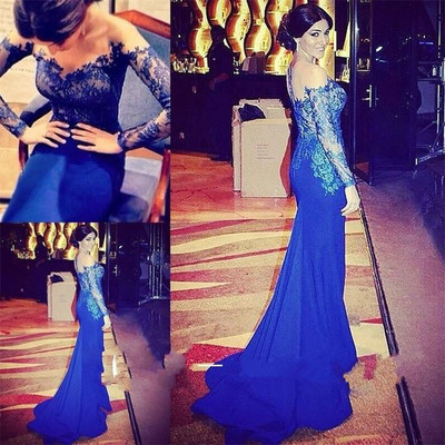 Beautiful royal blue lace applique prom gown 2016, blue prom dresses 2016, evening gowns 2016, formal dresses,pd3900300 - Thumbnail 5