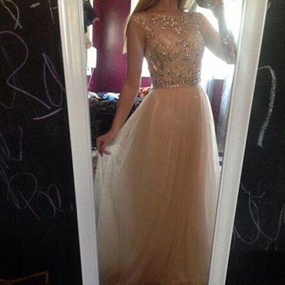 Charming handmade scoop beading long prom dresses 2016, sparkle prom dresses, formal dresses 2016,pd3900305 - Thumbnail 1