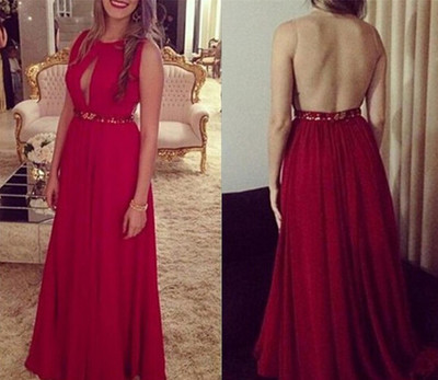 Sexy Red Handmade Long Chiffon Beaded See Through Prom Dresses, Prom Gowns 2016, Red Evening Dresses,PD3900310