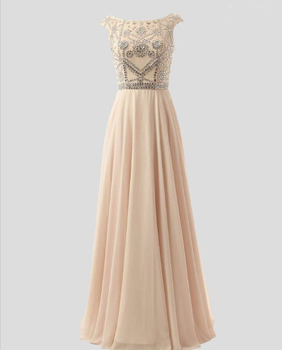 Elegant Light Pink A-Line Long Prom Dresses With Beadings, Prom Dresses 2016, Evening Gowns 2016,PD3900315